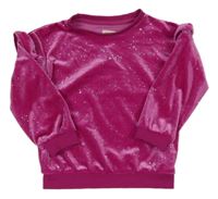 Růžovofialová sametová třpytivá mikina F&F