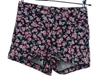 Dámské černo-růžové květované elastické riflové kraťasy H&M