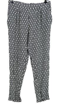 Dámské černo-bílé vzorované volné kalhoty H&M