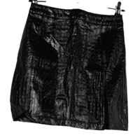 Dámská černá vzorovaná koženková sukně PrettyLittle Thing