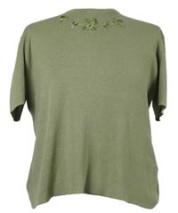 Dámské světlekhaki pletené tričko s výšivkou Janique 