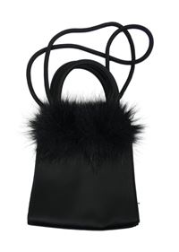 Dámská černá společenská kabelka s kožíškem 