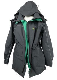 Pánská šedo-zelená šusťáková pracovní bunda s kapucí