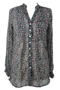 Dámská černo-modro-červená vzorovaná šifonová halenka Gina Benotti 