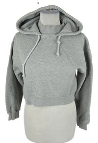 Dámská šedá crop mikina s kapucí Zara 