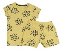2set- žluté tričko s kytičkami+ kraťasy George