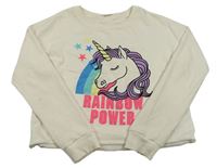 Smetanová crop mikina s jednorožcem H&M