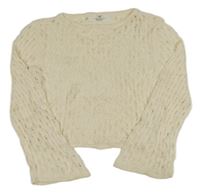 Smetanový perforovaný crop svetr H&M