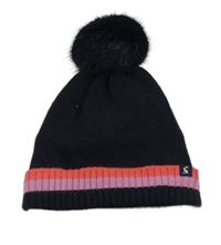 Černá čepice s proužkem a bambulí Joules vel.98-122