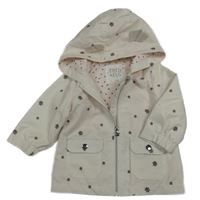 Smetanová květinová šusťáková jarní bunda s kapucí F&F