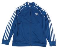 Tmavomodrá sportovní propínací mikina s logem Adidas