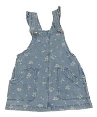 Modré květinové riflové laclové šaty Primark