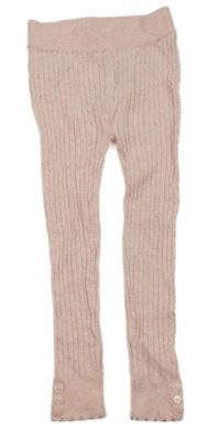 Růžové žebrované pletené legíny H&M