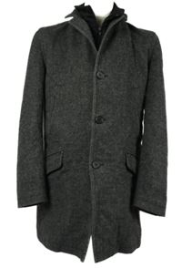 Pánský šedý vlněný kabát Boprix