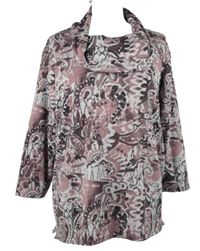 Dámský šedo-růžový vzorovaný svetr s límcem Tigi