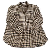 Růžovo-černá kostkovaná košilová bunda H&M