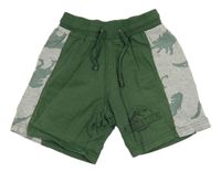 Khaki-šedé teplákové kraťasy s dinosaury - Jurský svět