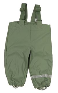 Khaki voděodolné podšité kalhoty s kšandami Primark