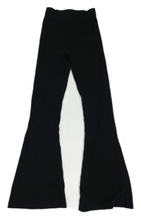 Černé žebrované flare kalhoty Nutmeg