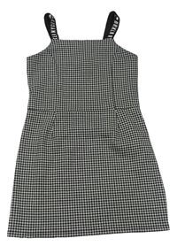 Černo-světlešedé vzorované úpletové šaty s nápisy C&A