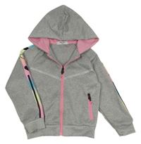 Šedá melírovaná sportovní propínací mikina s kapucí 