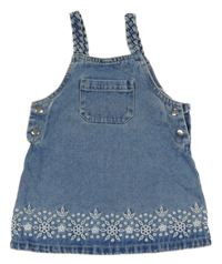 Modré riflové šaty s kapsou a výšickami Matalan