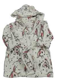 Bílý chlupatý župan se zajíčky a kapucí Next
