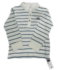 Nové - bílo-modré pruhované polo triko s kolem Dunnes