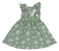 Nové - Světlekhaki květované šaty s volánkyPep&Co