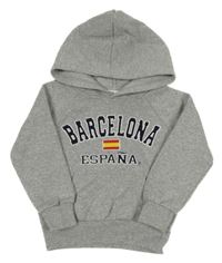 Šedá mikina s vlajkou, nápisem a kapucí 