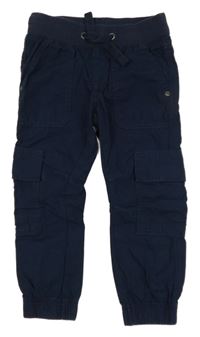 Tmavomodré plátěné cagro kalhoty Topolino
