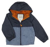 Tmavomodro-modrá šusťáková jarní bunda s kapucí Carter's