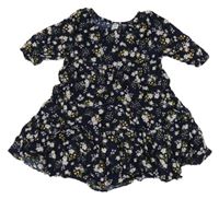 Tmavomodro-barevné květované šaty Dopodopo