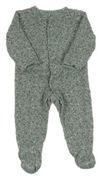 Zelenošedý květovaný zateplený overal 