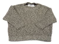 Béžovo-černý melírovaný oversize svetr H&M