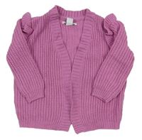 Růžový pletený cardigan s volánky Primark