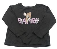 Tmavošedé triko s Bambim Primark