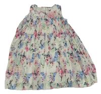 Bílé šifonové plisované šaty s motýly a květem H&M