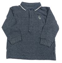 Tmavomodré melírované polo triko s bagrem Matalan