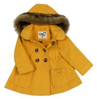 Žlutý flaušový kabát s kapucí St. Bernard