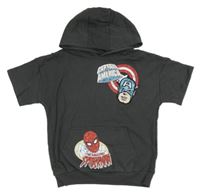 Šedá tepláková vesta s hrdiny a kapucí George 