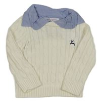 Smetanový copánkový svetr se všitou košilí Minoti