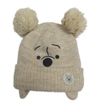 Béžová pletená zateplená čepice s medvídkem Pú Disney
