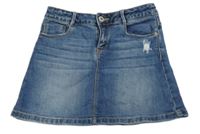 Modrá riflová sukně s prošoupáním Zara 