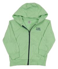 Pistáciová propínací mikina s nápisem a kapucí Little kids