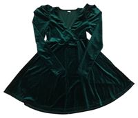 Tmavozelené sametové šaty Shein