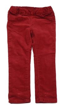 Červené manšestrové elastické kalhoty H&M