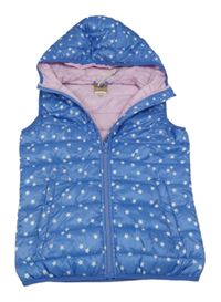 Modrá šusťáková prošívaná zateplená vesta s hvězdičkami a kapucí Manor