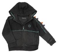 Tmavošedá propínací mikina s kapucí - dinosaurus Nutmeg