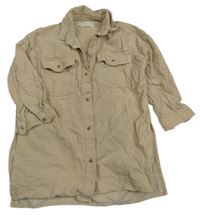 Béžové propínací manšestrové šaty Zara